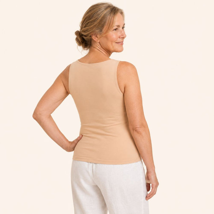Comfort tank back view in Nude