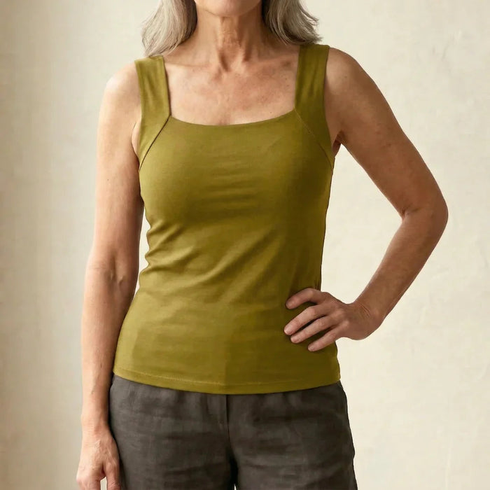 Comfort tank in Green, worn